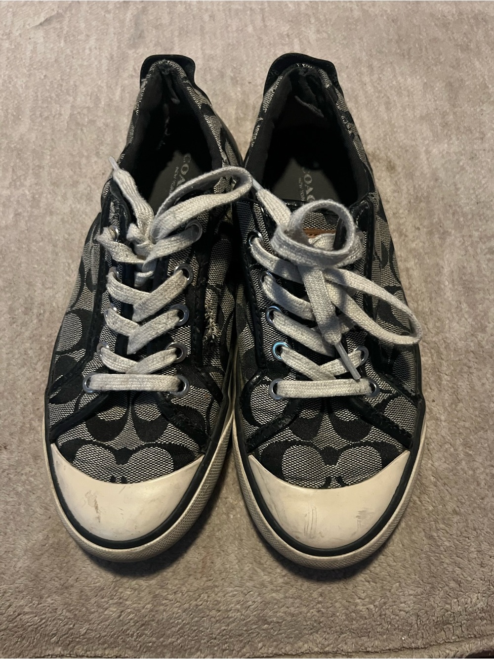 Coach Black & White Signature Canvas Low-Top Sneakers